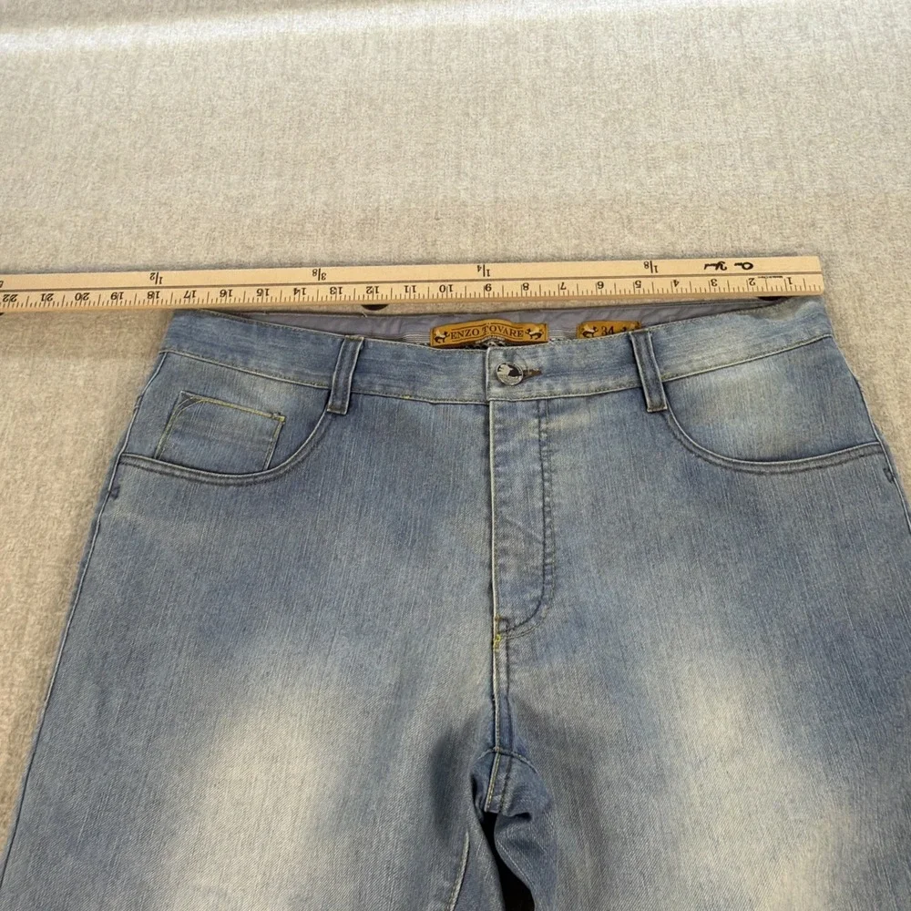 Enzo Tovare Jeans Women 34 Light Wash Denim 5 Pockets Straight Leg